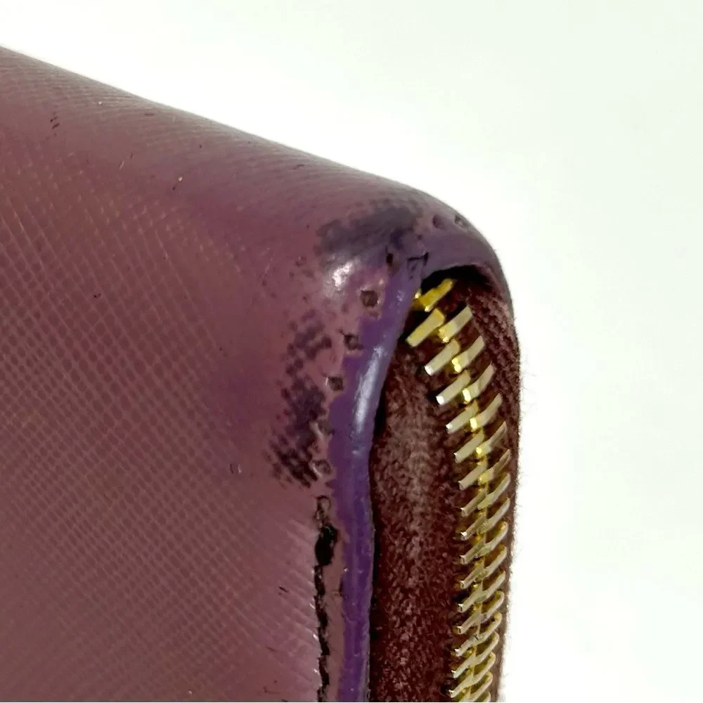 Prada Purple Saffiano Leather Zippy Wallet